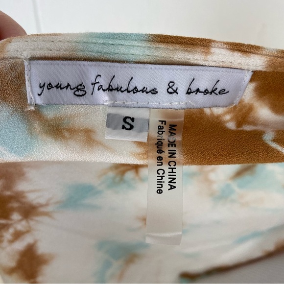 Young Fabulous & Broke Women's Tie Dye Faux Wrap Top Size S Boho Blue Beige - Picture 10 of 14